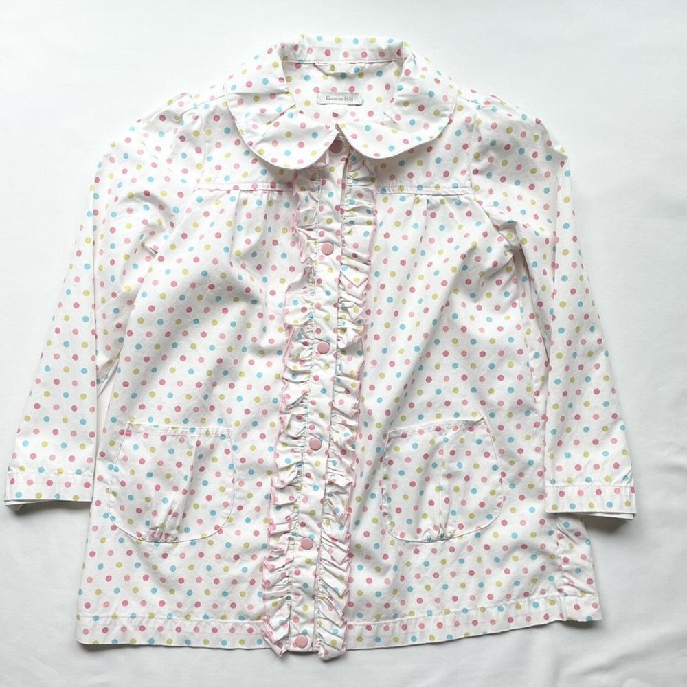 Garnet Hill Polka Dot Ruffle Jacket Youth Girls Size 7